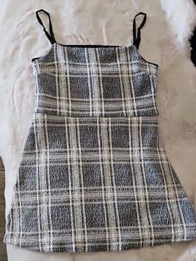 Urban Outfitters Black and White Plaid Mini Slip Dress